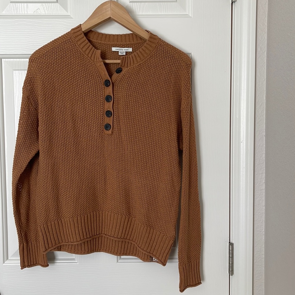 AE OVERSIZED HENLEY PULLOVER SWEATER